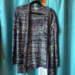 blue & white heathered cardigan